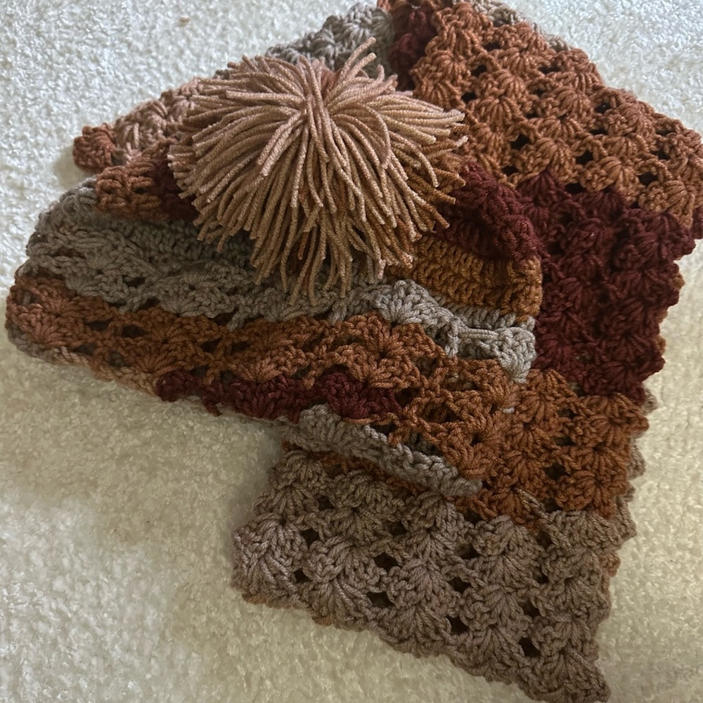 Multicolor Crochet Scarf and Hat Set